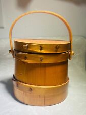 Vintage Antique 6.5" Wooden Firkin Sugar Bucket w/Bentwood Handle & Lid AAFA