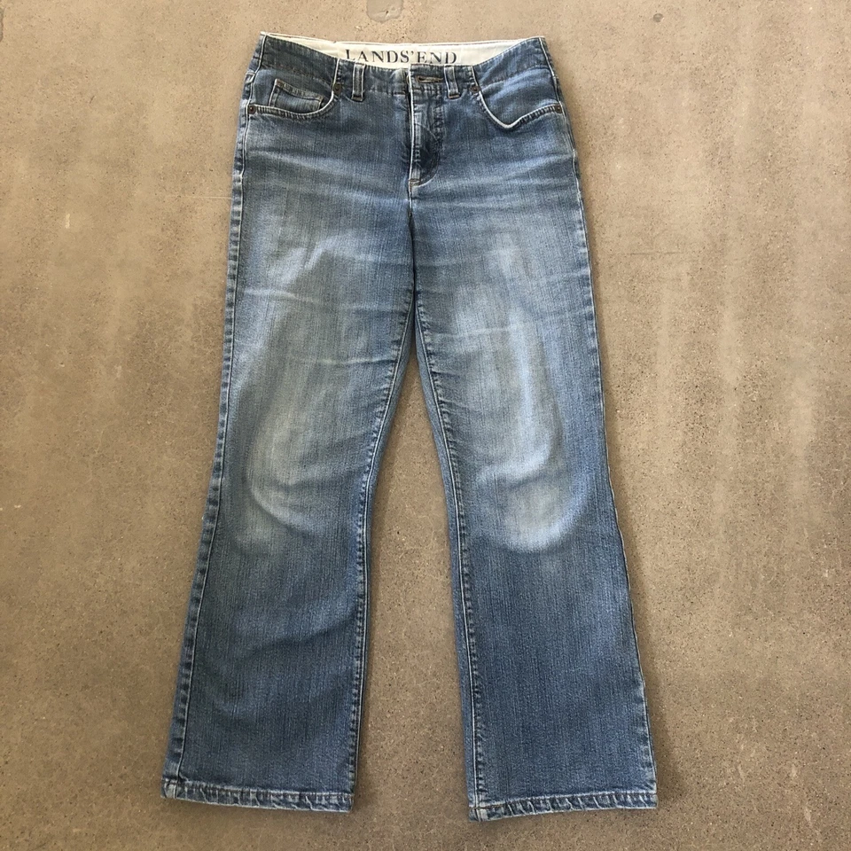 Jeans Lands End Denim Vintage Para Mujer’s 4 Cintura Clásica Calce Original Pierna Bota Foto 1 de 4