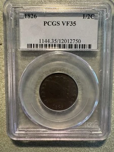 1826 1/2 Cent VF35 PCGS - Picture 1 of 4