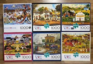 LOT OF 9 - CHARLES WYSOCKI - BUFFALO - 1000 PC PIECES JIGSAW PUZZLES - CW-B - Picture 1 of 11