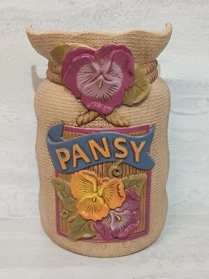 Jarrón colgante vintage de bolsillo de pared con pensamiento primavera casa de campo interiores  Foto 1 de 4