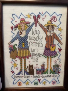 WILD WACKY FRIENDS Vtg Longaberger (681261-000) Counted Cross Stitch Framed - Picture 1 of 5