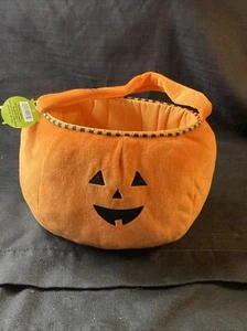 Halloween Peluche Calabaza Jack O' Linterna Canasta de Caramelos Cubo Naranja 12" Pascua - Imagen 1 de 10