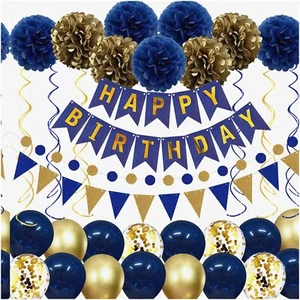 Celestial Celebration Kit: Navy Blue Gold Birthday Decorations, Party Supplies f - Picture 1 of 7
