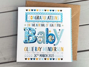 personalisierte neue Babykarte Junge | BABY JUNGE | Glückwunschkarte | Babyideen - Bild 1 von 10