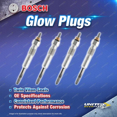 4 x Bosch Glow Plugs for Mitsubishi Pajero XS Triton MJ Mirage RVR Strada I4 - image 1 of 2