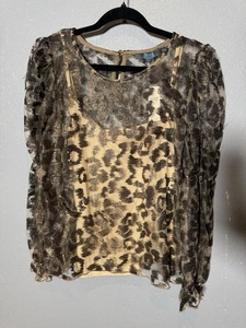 NWT Anthropologie Eva Franco Sheer Leopard Top- Large - Picture 1 of 9