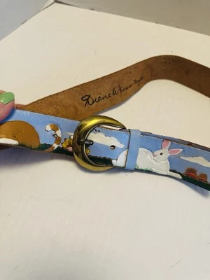 Vintage Diane Weiss NYC Farmyard Leather Belt 25 To 28 Waist - Image 1 of 4