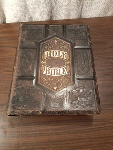 1874 Illustrierte Polyglotte Garretson Familie Heilige Bibel Leder BESCHREIBUNG LESEN  - Bild 1 von 24