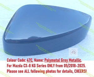 Left Side Mirror Cover Case fit Mazda CX-8 CX8 KG Polymetal Grey Metallic 47C - Picture 1 of 8