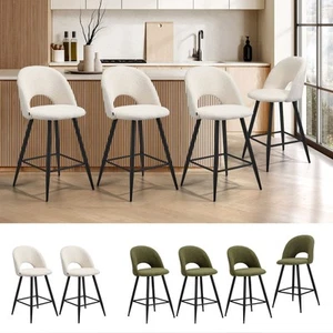 Oikiture 2/4X Bar Stools Kitchen Counter Stool Dining Chair Boucle HORN - Picture 1 of 40