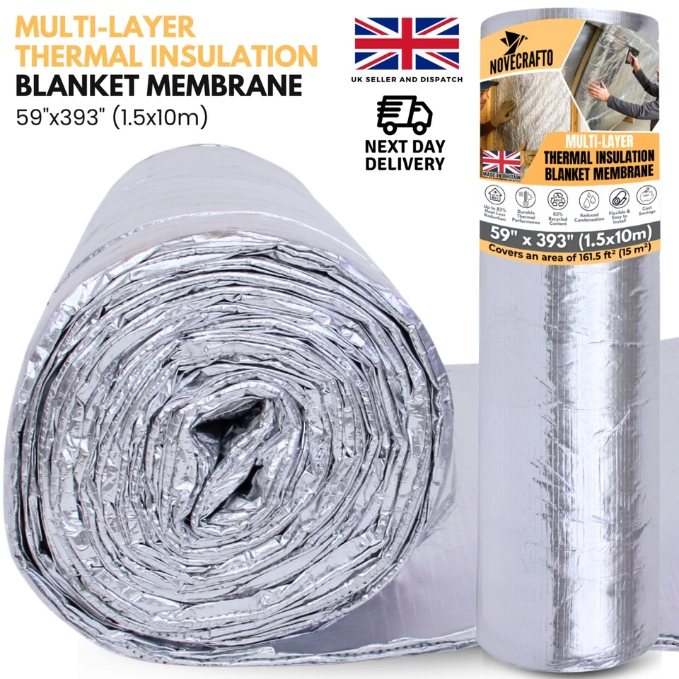 Multi-Layer Thermal Insulation Blanket Membrane 15 m², Multifoil Insulation Roll - Image 1 of 1