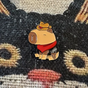 Enamel Pin Capybara Cowboy Hat Boots Brooch Lapel Jewelry Cute Country Cappy New - Picture 1 of 4