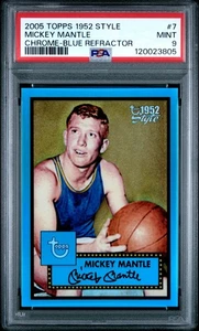 2005 TOPPS 1952 STYLE 7 MICKEY MANTLE CHROME-BLUE REFRACTOR PSA 9 - Picture 1 of 2
