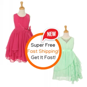 Sleeveless Chiffon girls dresses,girls formal dresses, Party Dresses 4-12 NEW - Picture 1 of 4