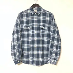 J. Camisa de franela azul a cuadros leñador camisa de trabajo cheques cónico - Imagen 1 de 4