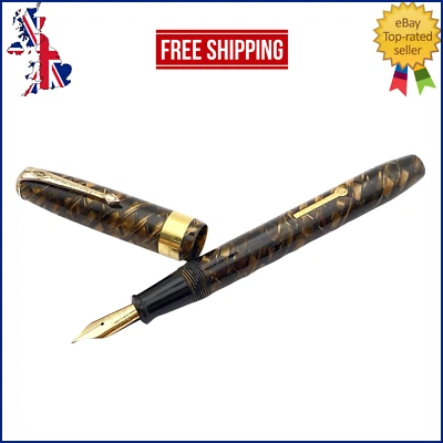 VINTAGE CONWAY STEWART 27 FOUNTAIN PEN IN TIGER EYE 14K FINE NIB MADE IN ENGLAND - Image 1 of 4