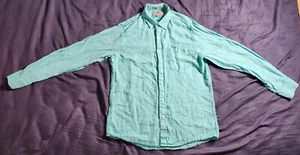 Hickey Freeman Shirt Long Sleeve Button Down SIze Medium Light Blue 100% Linen - Picture 1 of 22