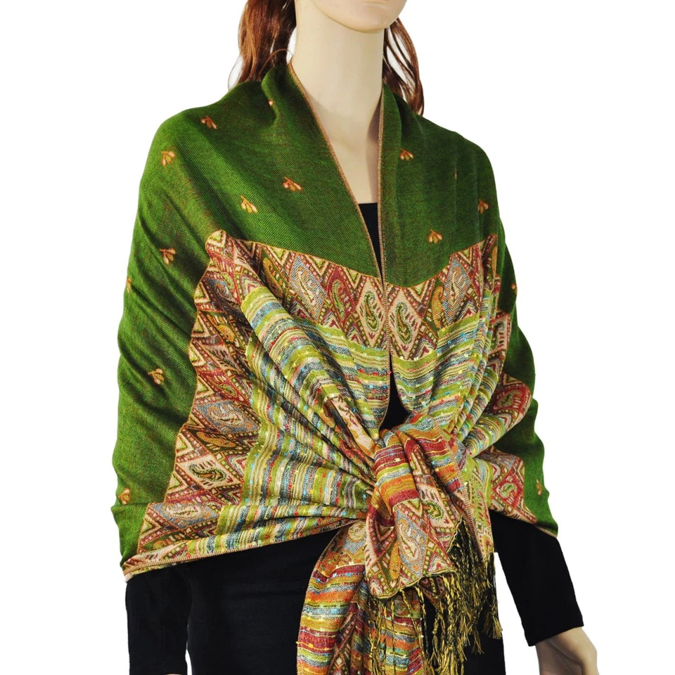 彩虹五颜六色的披肩围巾柔软厚包裹带蜜蜂图案旅行 — 第 1/3 张图片