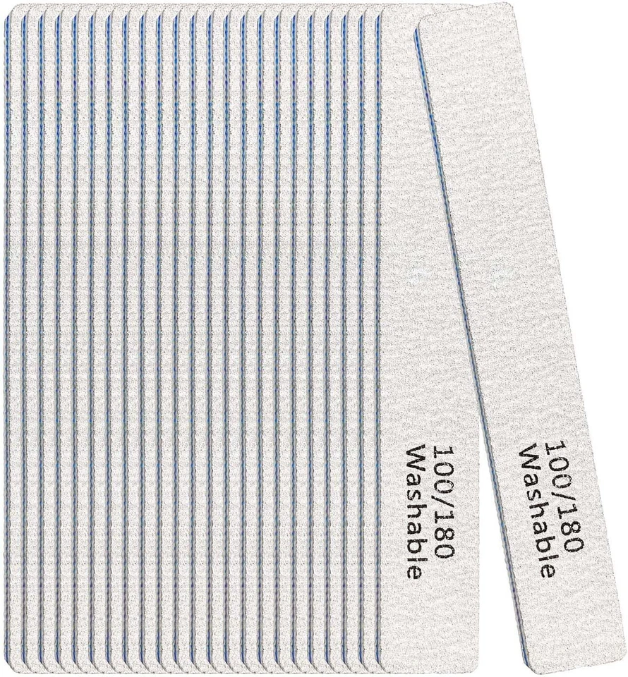 Arquivos e tampões de unhas profissionais laváveis 100/180 grãos lixa dupla face - Imagem 1 de 4