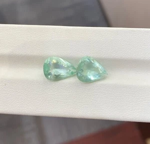9.05 ct Best Grade Nice Mint Green / Natural Green Fluorite - Pear 2 pc Video !! - Picture 1 of 2