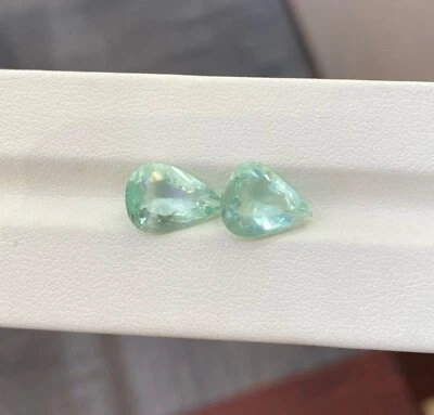 9.05 ct Best Grade Nice Mint Green / Natural Green Fluorite - Pear 2 pc Video !! - Image 1 of 2