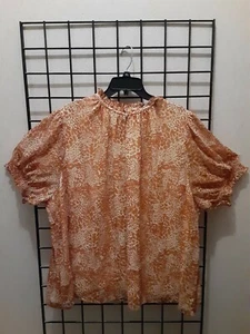 AVA & VIV Plus Size Puff Short Sleeve Lined  Blouse Size 3X - Picture 1 of 5