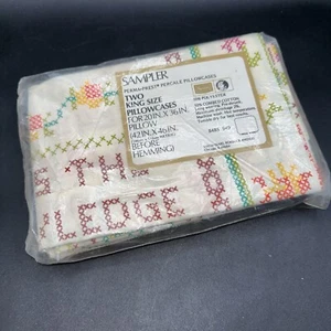Vtg Sears Sampler King Pillowcases 2 In Package Blend Percale MCM 1970’s - Picture 1 of 3