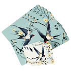 Set of 4 Placemats & 4 Coasters Floral Flying Birds Dining Table Setting Mats