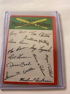 Lista de verificación del equipo de los Philadelphia Phillies 1974 OPC - O-PEE-CHEE - Imagen 1 de 2