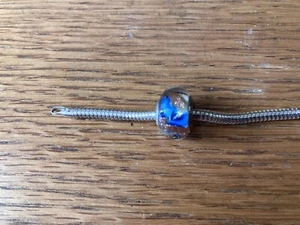 KAY JEWELERS CHARMED MEMORIES BLUE & GLOLD MURANO BEAD STERLING SILVER 925 MA - Picture 1 of 4