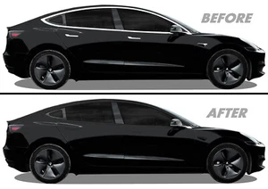 Superposición de apagón de eliminación de cromo para Tesla Model 3 2017-21 ajuste de ventana - Imagen 1 de 6