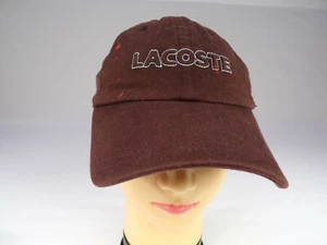 Vintage Lacoste bestickte Kappe burgunderfarben Baumwolle Logo/Aufnäher verstellen Metallschnalle - Bild 1 von 10
