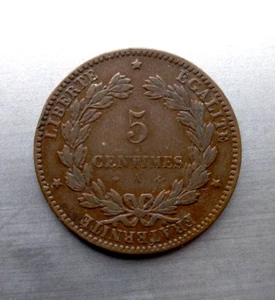 5 centimes France 1877 A, TTB rare - Picture 1 of 2