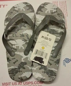BOYS FLIP FLOPS OD GREEN SZ M 13/1 NEW WITH TAGS UE10 - Picture 1 of 2