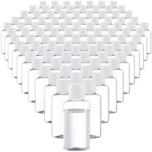100 Pcs 50ml Clear Travel Plastic Empty Bottles w/ Flip Cap for Cosmetic Shampoo - Picture 1 of 7
