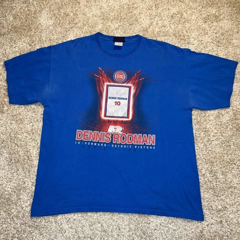 Dennis Rodman Shirt Mens Extra Large Blue Detroit Pistons #10 NBA Basketball Tee Cover