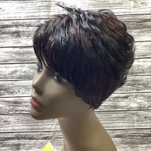 Tommy Girl #P1B/30 Off Black Medium Brown Short Synthetic Wig Adjustable - Picture 1 of 6
