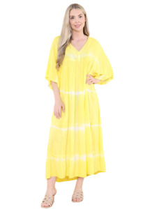 Ladies Long Dress tie dye Short Sleeve Summer Kaftan Beachwear Holiday Size 8-18