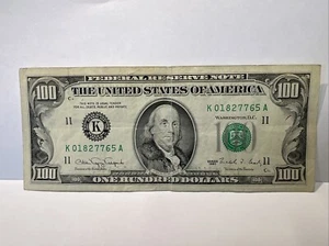 Series 1990 US One Hundred Dollar Bill $100 Dallas K 01827765 A small face - Picture 1 of 4