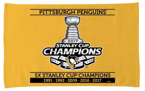 2017 Pittsburgh Penguins Gold 5X Stanley Cup Champions 15x25 Rally Towel Cover
