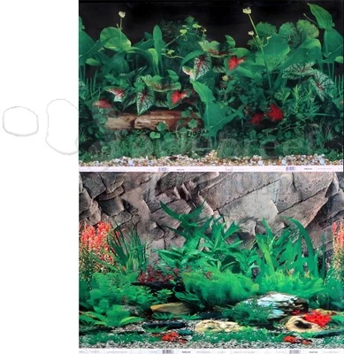 Tropical Planted Black/Rock Crevice Wall 2 Scene 18"-20"H Aquarium Background  - Image 1 of 4