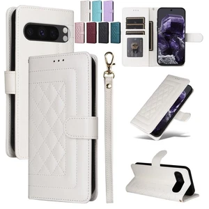 For Google Pixel 9 Pro Xl 9A 8 Pro 7A Leather Wallet Case Wrist Strap Flip Cover - Picture 1 of 19