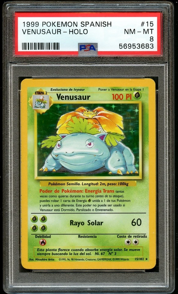 1999 Pokemon Base Set Spanish Venusaur Holo #15 PSA 8 NM-MT - Image 1 of 2