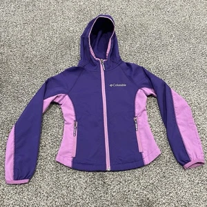 Columbia Jacket Girls Size 5 Purple Zip Up Pockets Hooded Lightweight - Picture 1 of 10