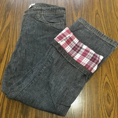 Guide Series Womens Size 10 Pink Flannel Lined Blue Jeans Workwear Utility - Image 1 of 4