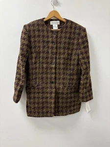 Blazer de lana tweed pata de gallo Jones NY de colección talla 12-1980 Academia nuevo con etiquetas de colección - Imagen 1 de 12