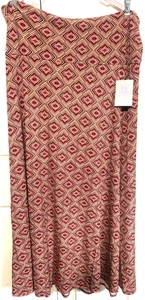 LULAROE 3XL Red Black Green Geometric Floor Length Maxi Skirt NEW - Picture 1 of 2
