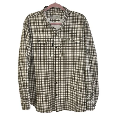 Camisa Drake Hunter Creek Ventana Panel Cuadros Manga Larga Verde Oliva Exterior Malla Foto 1 de 4