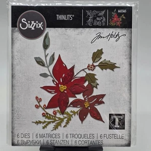 Festive Bouquet Poinsettia Sizzix Thinlits Thin Metal Die Set Tim Holtz 665565 - Picture 1 of 5